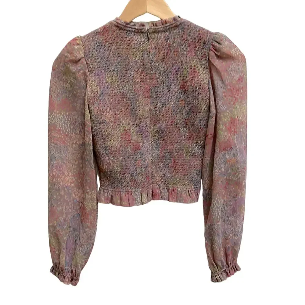 Aritzia Wilfred Tempest Blouse Size 2XS Gray Taupe Multi